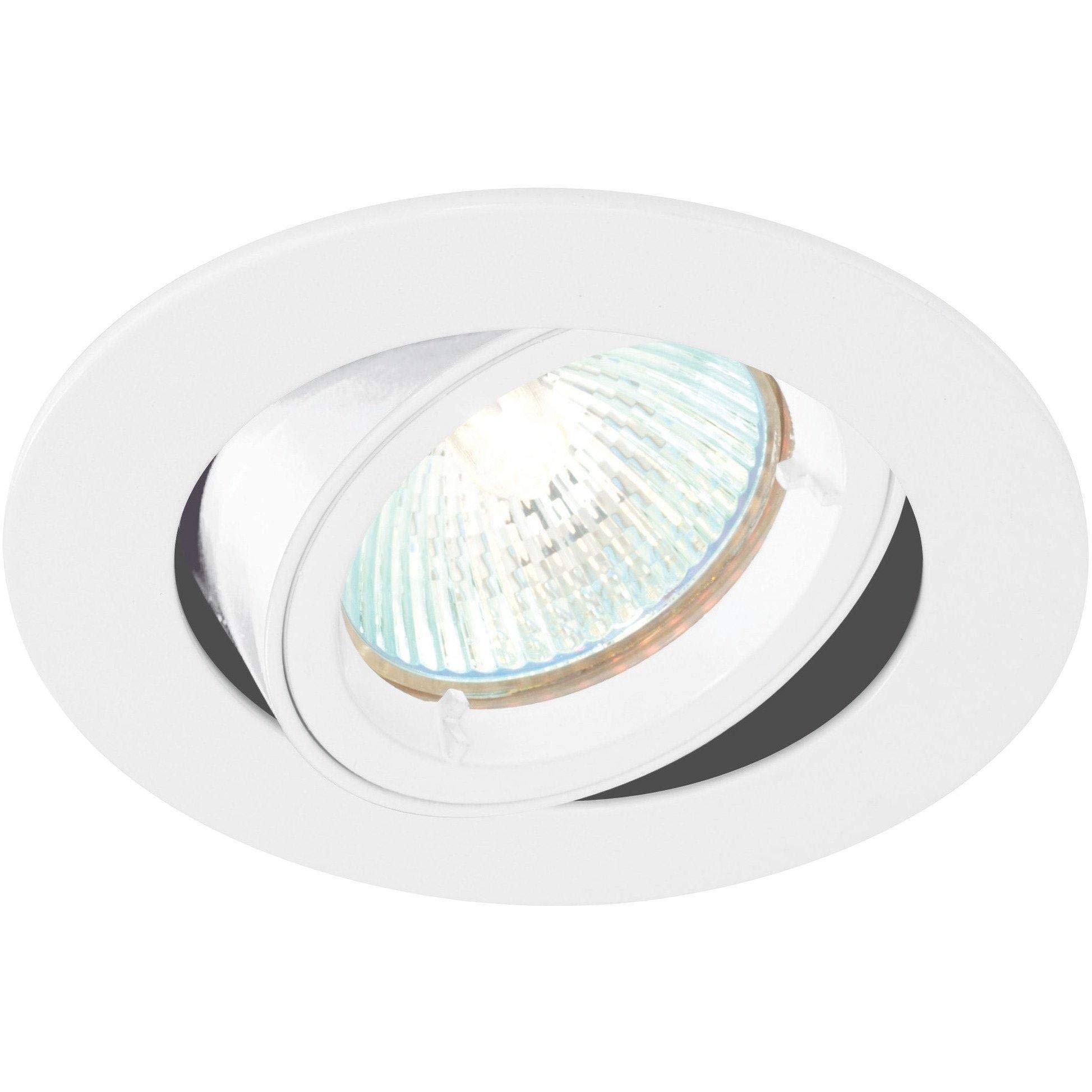Saxby Cast 50W Modern Decorative Tilt Gloss White Halogen GU10 Dimmable Adjustable Recessed Downlight