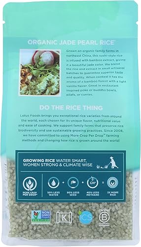 Vista 2 de Lotus Foods Arroz orgánico perlado de jade, 15 onzas (el embalaje puede variar)