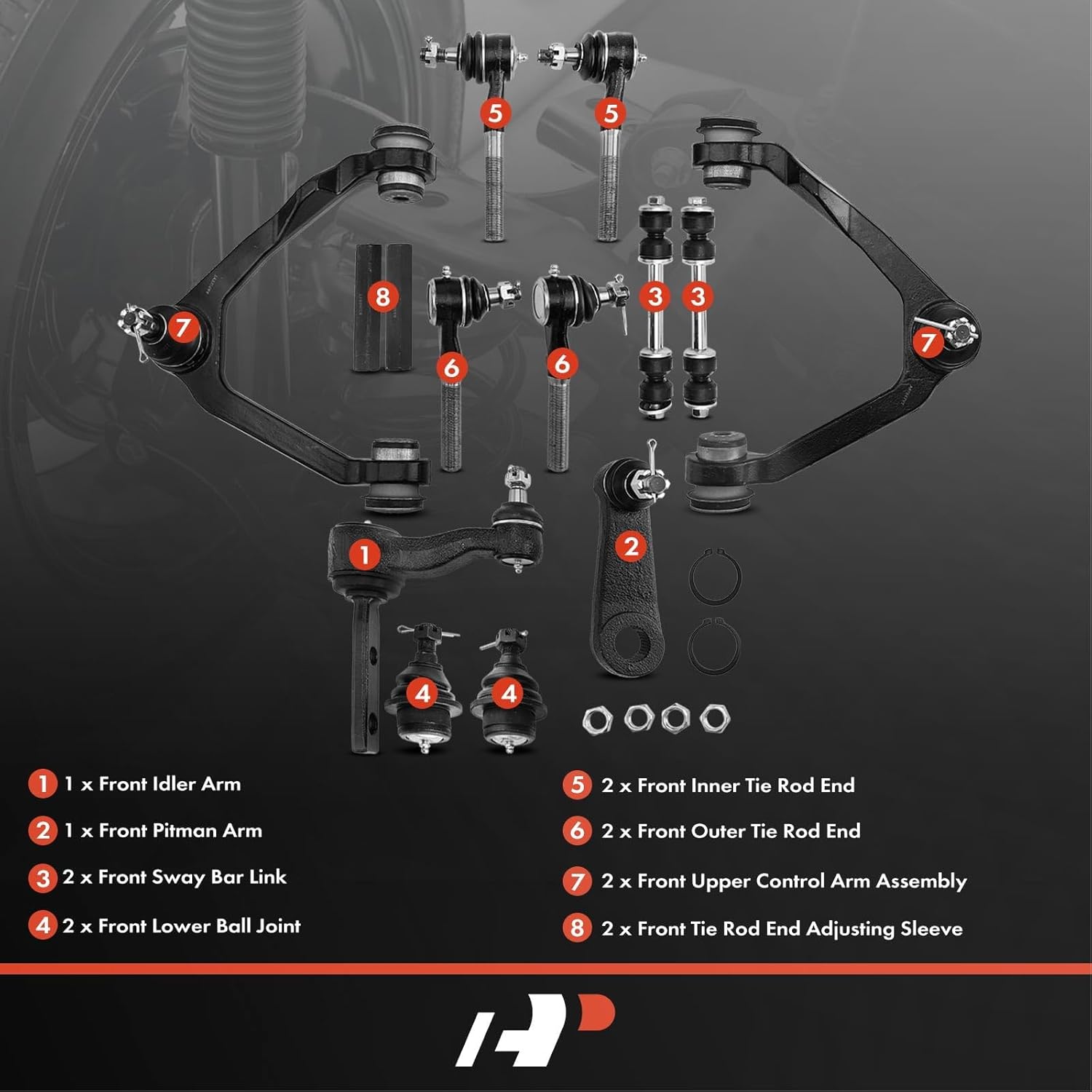 A-Premium 14Pcs Suspension Kit, Upper Control Arm, Lower Ball Joint, Sway Bar Link, Inner Outer Tie Rod End, Compatible with Ford F-150 97-03, F-250 97-99, Expedition 97-02, Lincoln Navigator, 4WD