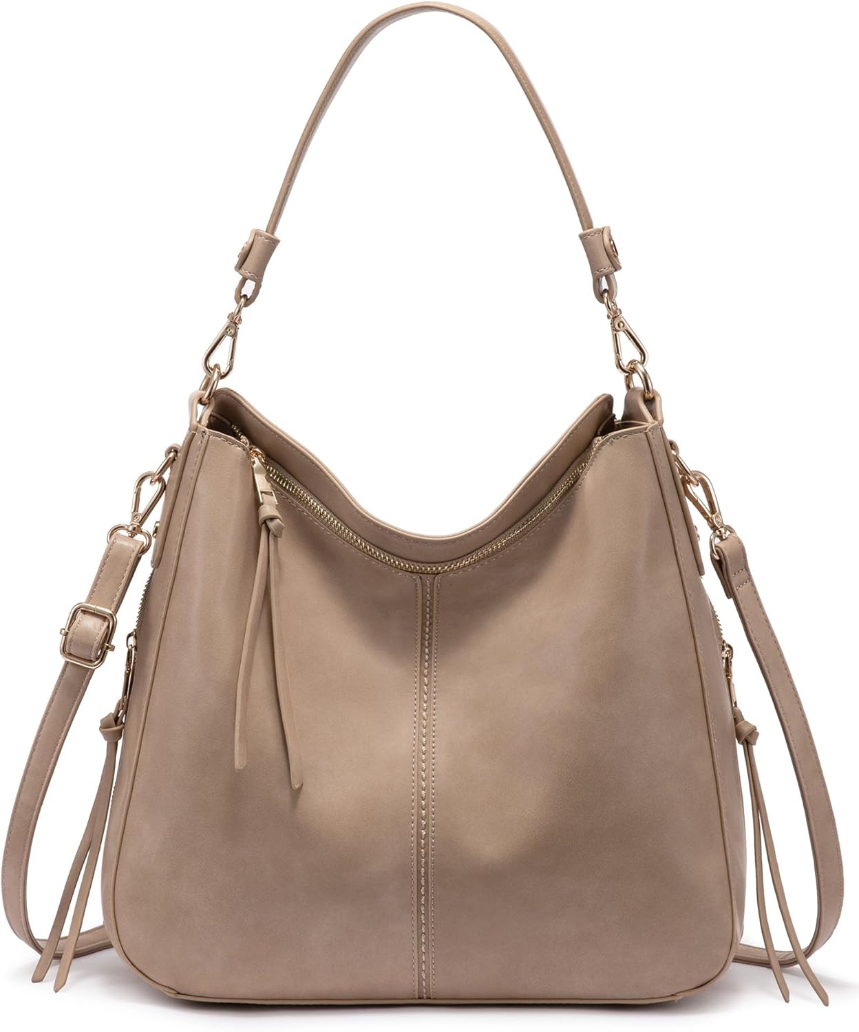 Realer Hobo Crossbody Bags for Women Designer Faux Leather Hobo Handbags Retro Large Size Shoulder Bag Bucket Purse