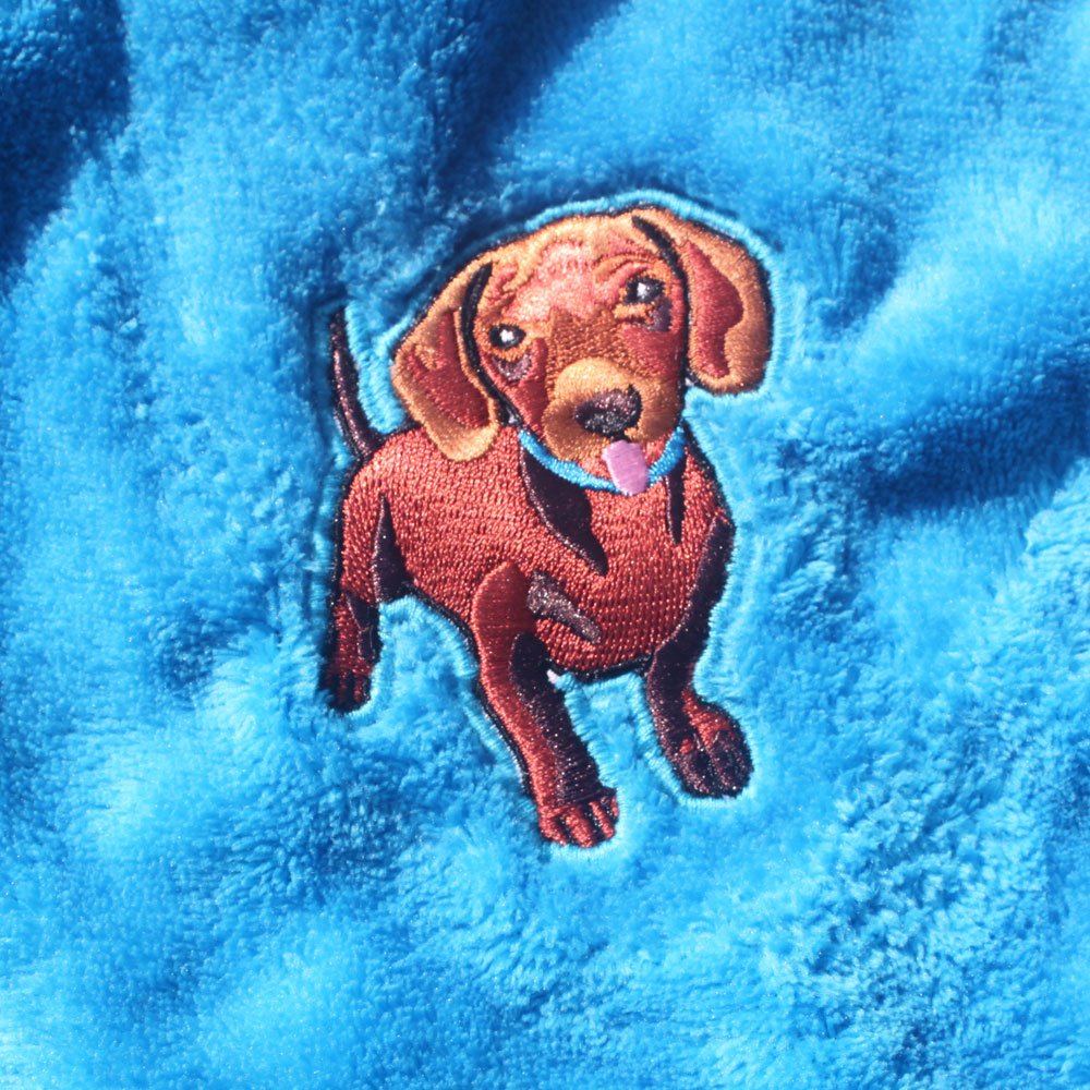 FEETOO 2018 Dog embroidered child bathrobe boy pajamas Flannel robe (12, BLUE)