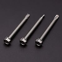 Vista 3 de Tornillos autoperforantes con cabeza hexagonal de arandela #14 x 3 (paquete de 25) (disponible de 34 a 7 pulgadas), tornillos de chapa