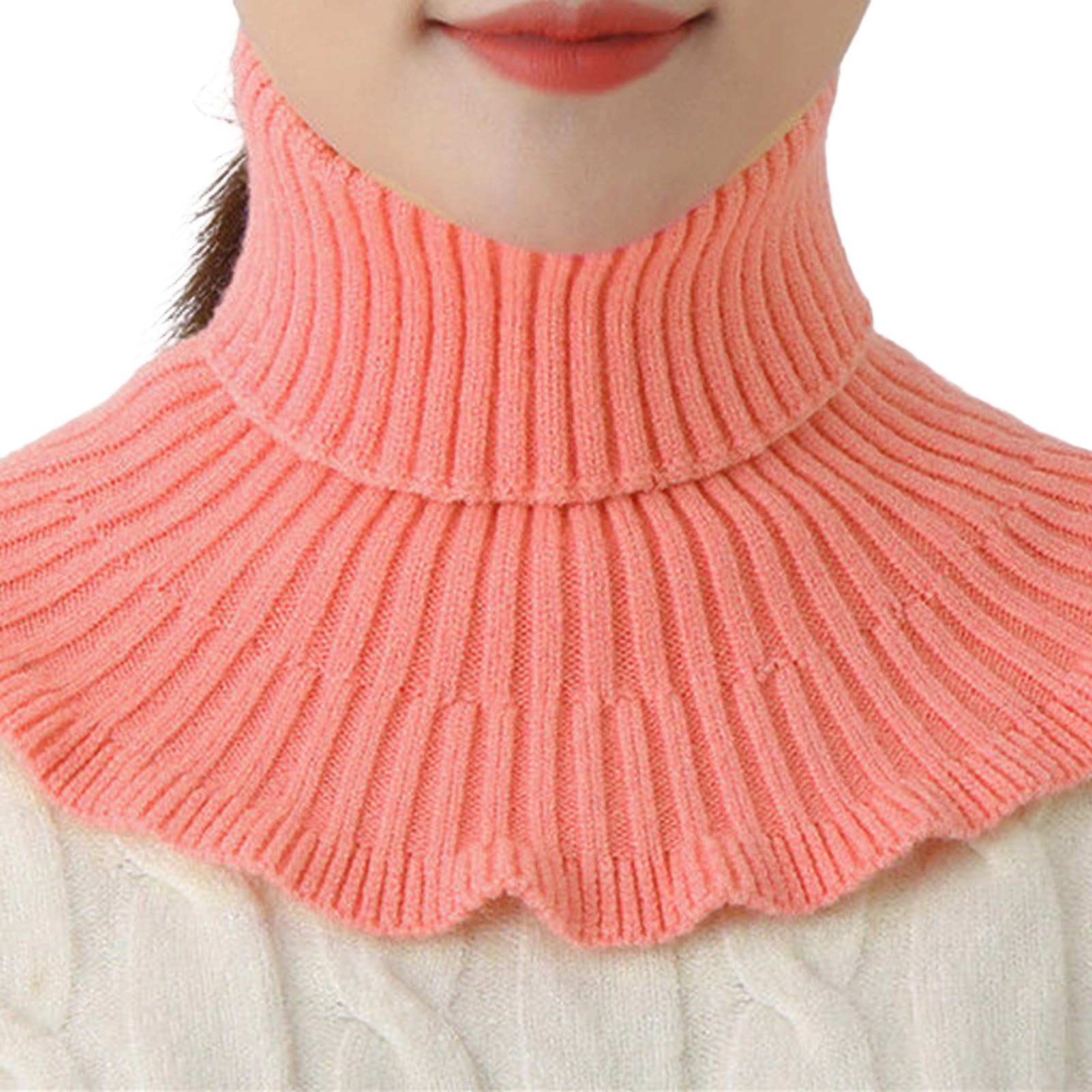 MICFENY Knit Shawl Collar Winter Warm Scarf For Women Neck Wrap Knitted Elastic False Collar Scarf Warm Winter Cycling