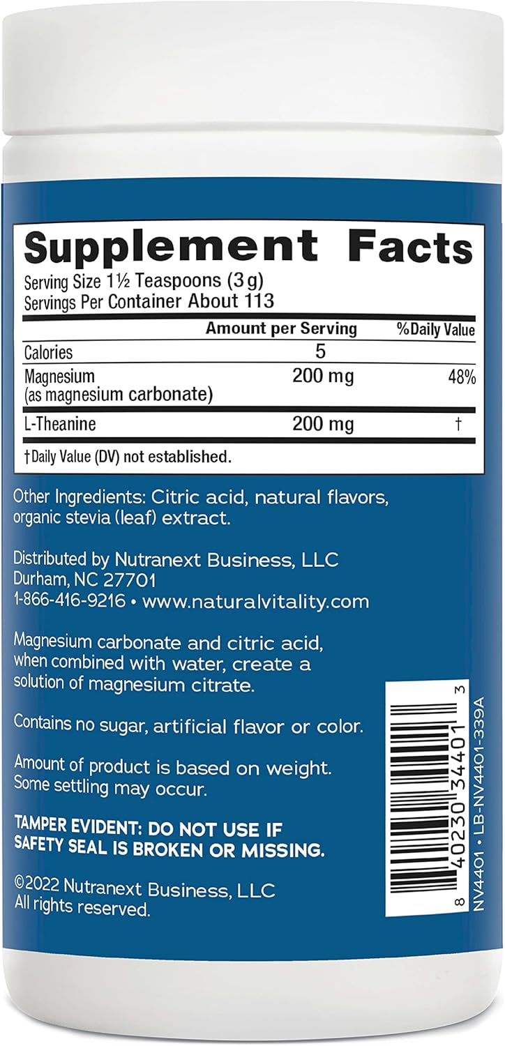 Natural Vitality Calm Mind, Magnesium Citrate + L-Theanine Powder, Supports a Healthy Response to Stress, Gluten Free & Vegetarian, Honey Chamomile, 12 oz. - Image 8