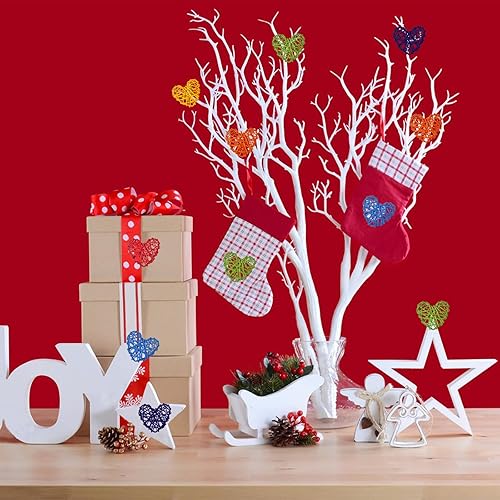 Miniatura 7 de 30 bolas de ratán hechas a mano con forma de corazón, bola de mimbre natural, adornos colgantes decorativos para el día de San Valentín, boda, baby