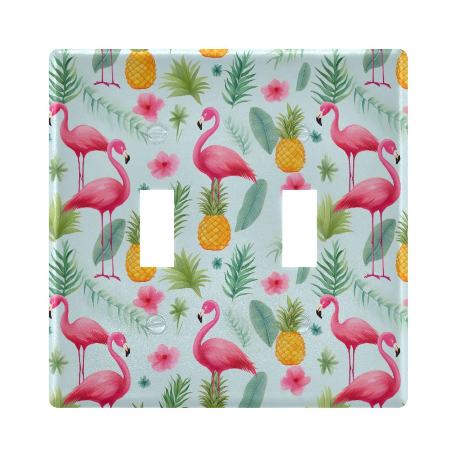 UMIRIKO Pink Flamingo Tropical Light Switch Cover Plate Covers Decorative Double Toggle Home Decor 202a8429