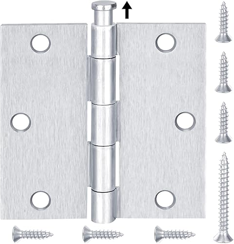 TICONN Paquete de 6 bisagras de puerta de 3.5 pulgadas con pasador extraíble, herrajes para puertas residenciales bifold de hierro de 3-1/2 x 3-1/2