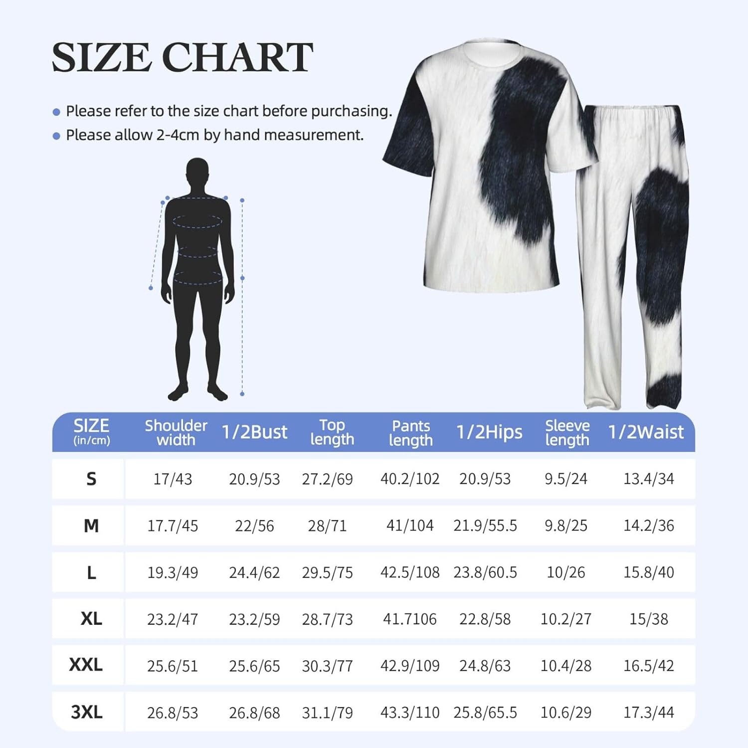Men'S 2 Piece Loungewear Pajama Set Cowhide Print Short Sleeve Tee Top And Pants Set S-3xl