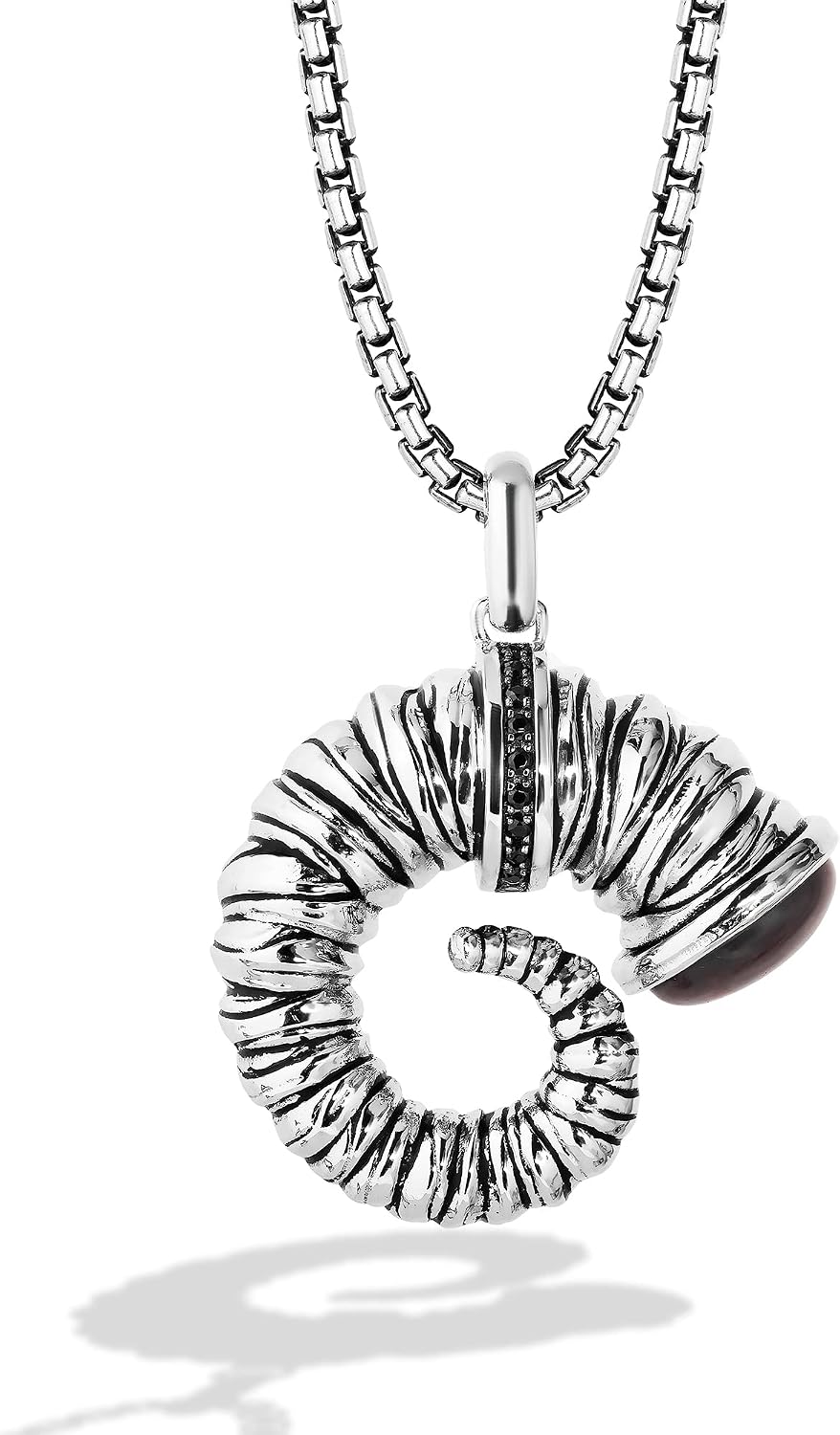 Jewelili Star Wars™ Fine Jewelry Bantha™ Men's Pendant 1/10 Ct.Tw. Black Diamonds, Tigers Eye, Sterling Silver with Black Rhodium
