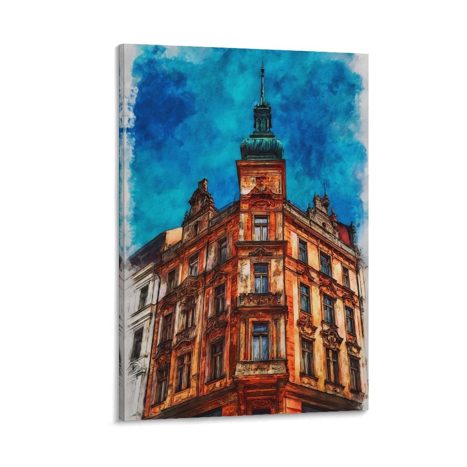 Cnaheiz Frame-Style Leipzig Germany 24X36inch(60X90cm) Vintage Travel Poster Watercolor Canvas Art