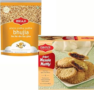 Bikaji Bikaneri Bhujia & Achari Masala Matthi Combo Pack | Traditional Indian Snacks & Sweets | Tea-Time & Festive Gifting