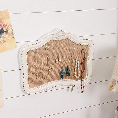 Miniatura 3 de NIKKY HOME Organizador de joyas colgante montado en la pared, soporte rústico para aretes, estante de joyería para collares y pulseras, bonito