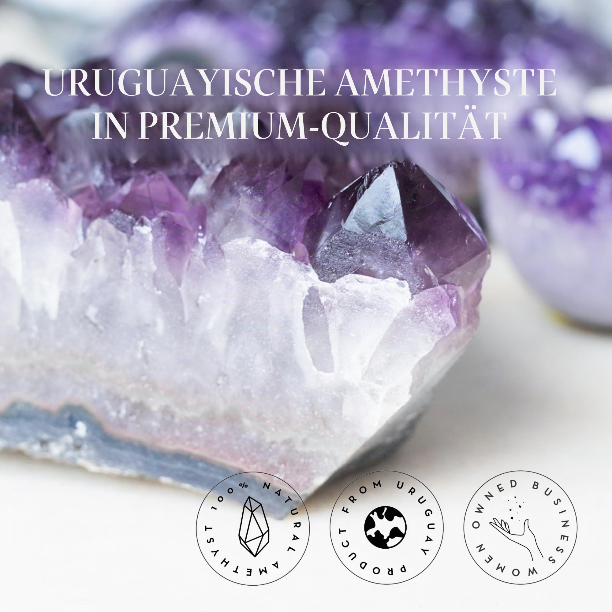 Deep Purple Project Amethyst Druse Stein Echt (250 gramm bis 500), Amethyst Geode Groß, Kristalldruse aus Uruguay