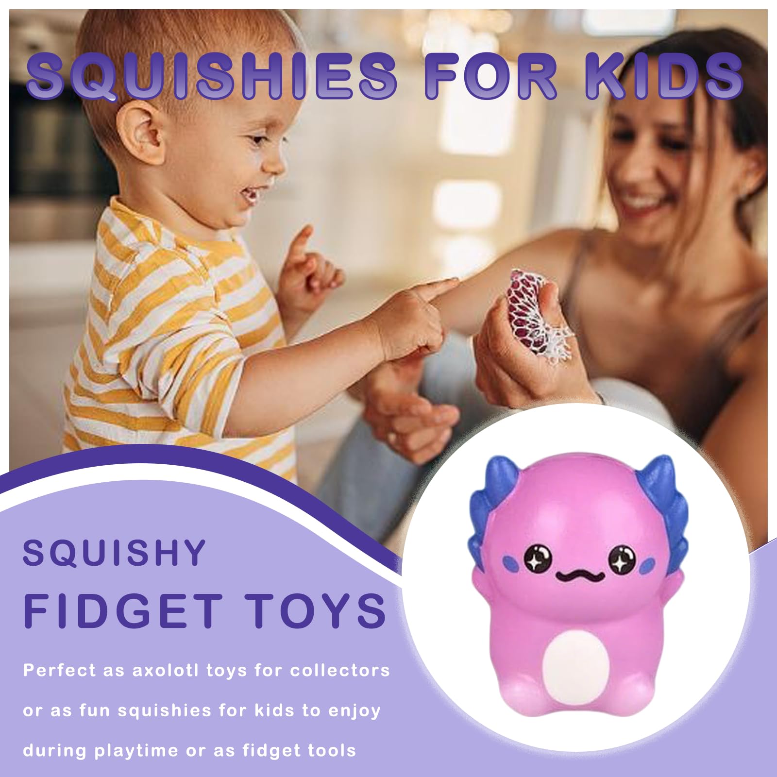 12 PCS Squishy axolotl Toy,Slow Rebound Animals Squishy Toyss,Bag FillersSquishy fidget Toys for Kids,Fun Gift axolotl Squishy for Party,Adorable Slow-Rise fidget Toys for Stress Relief & Sensory Play - Image 4