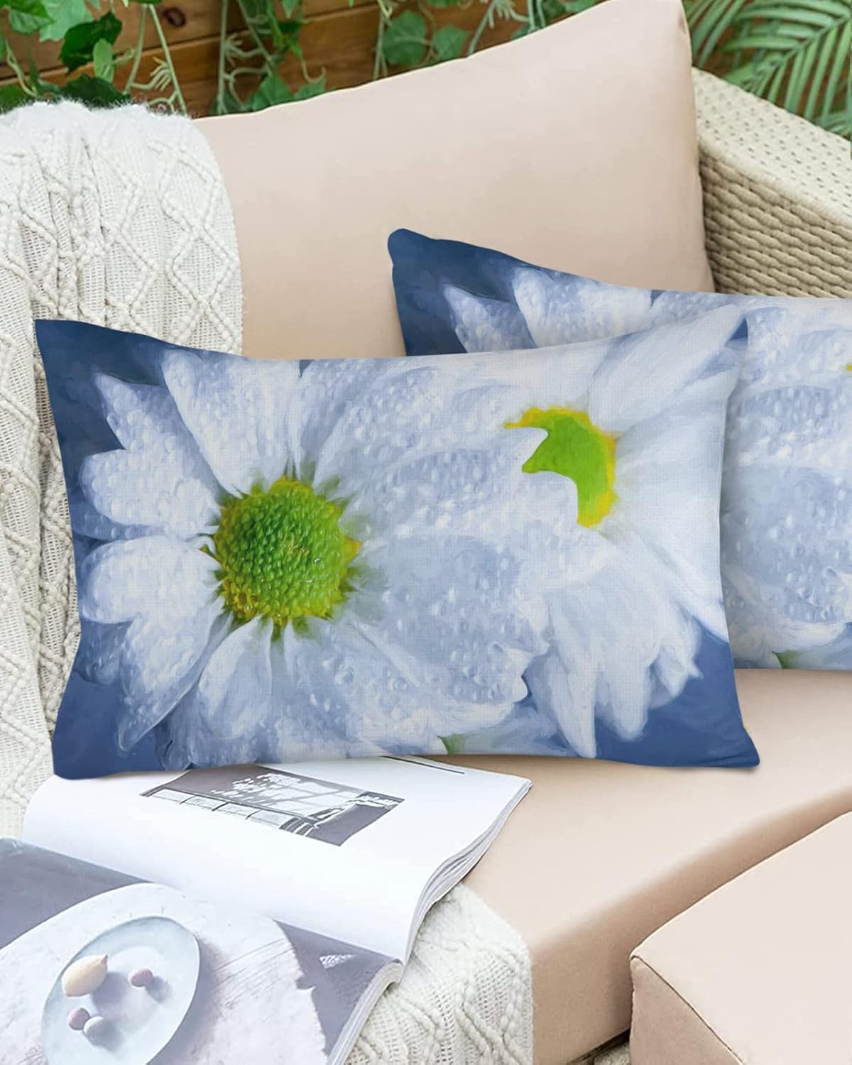 Sailground Outdoor Pillows, Summer Daisy Flowers Pillow