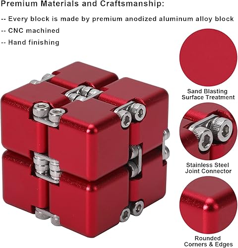 Miniatura 8 de Cubo de aleación de aluminio Lifidea Cubo Infinito de metal Cubo Fidget (5 colores) Juguete de escritorio y de mano con bonito estuche Cubo mágico