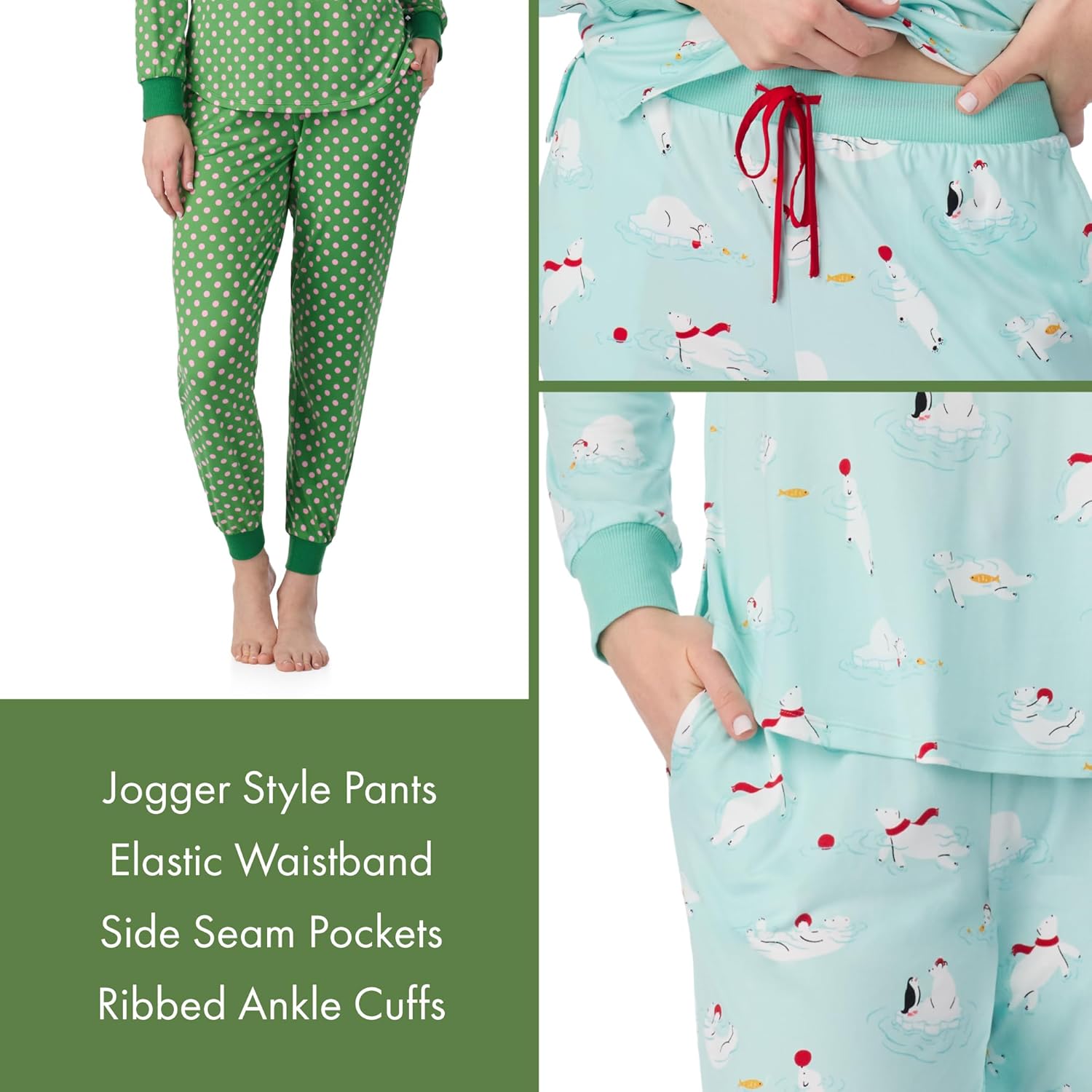 kate spade new york Women's 2-Piece Long Sleeve Crew Neck Top & Jogger Pants Pajama Lounge Set, Velour, Drawstring Waist - Image 5