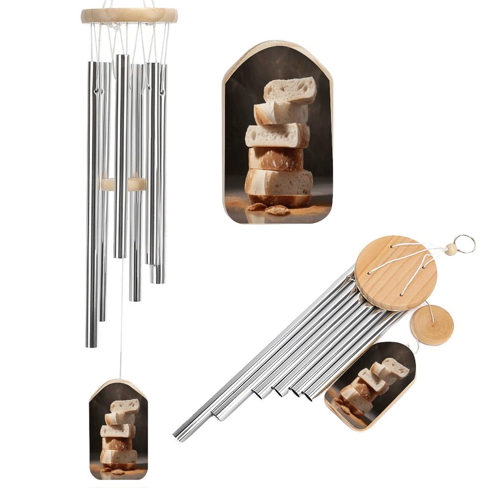 Adfgyerh Style Stack Of Bread Slices Wind Chimes For Outside, Memorial Windchimes Deep Tone Soothing Melodic Tones, Sympathy Wind Chimes For Patio Home Or Garden Decor