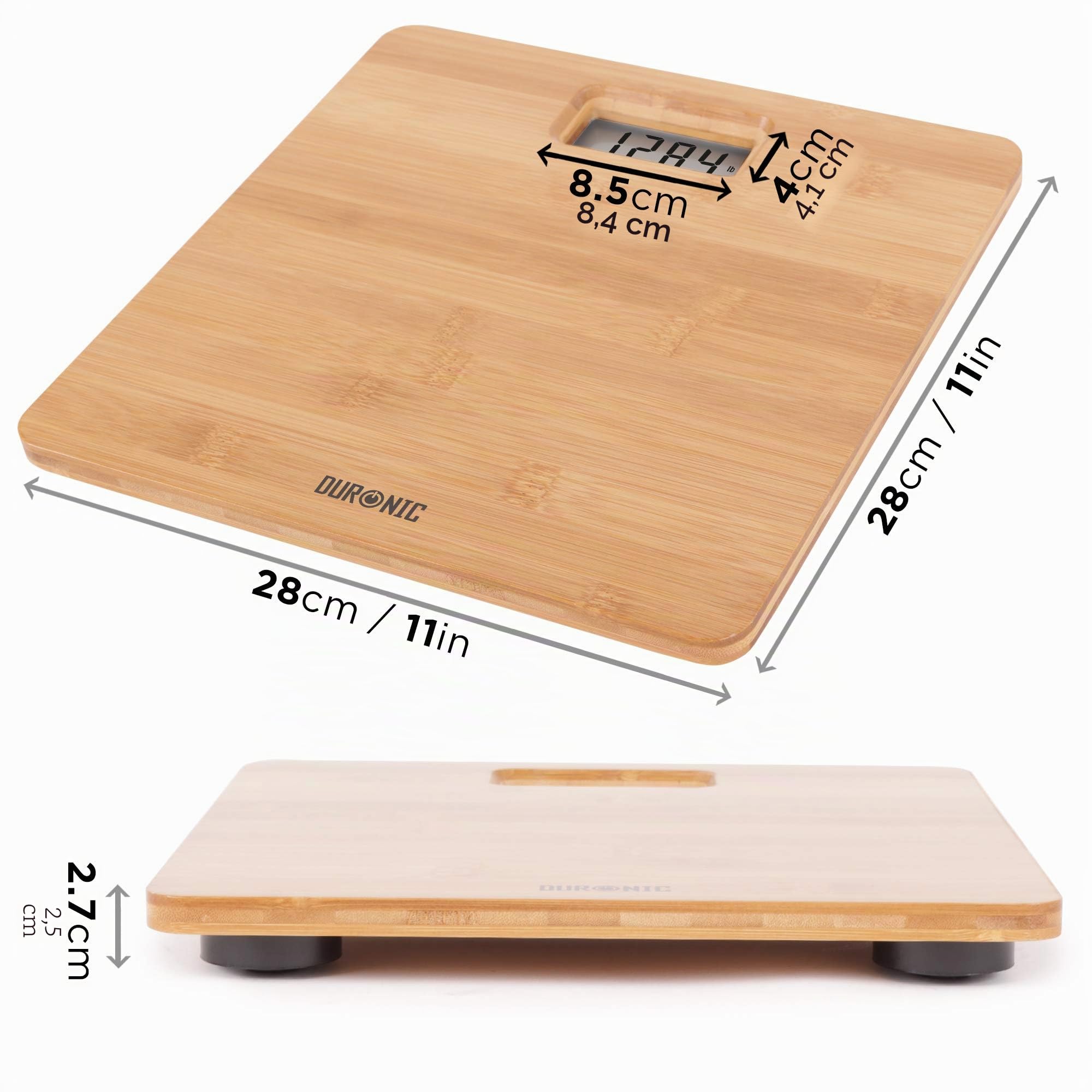 Duronic BS503 Bilancia pesapersone digitale 180 kg | Grande schermo LCD | Sensori ad alta precisione per misurazione precisa | Bilancia corporea automatica fine in bambù ecologico per monitorare il
