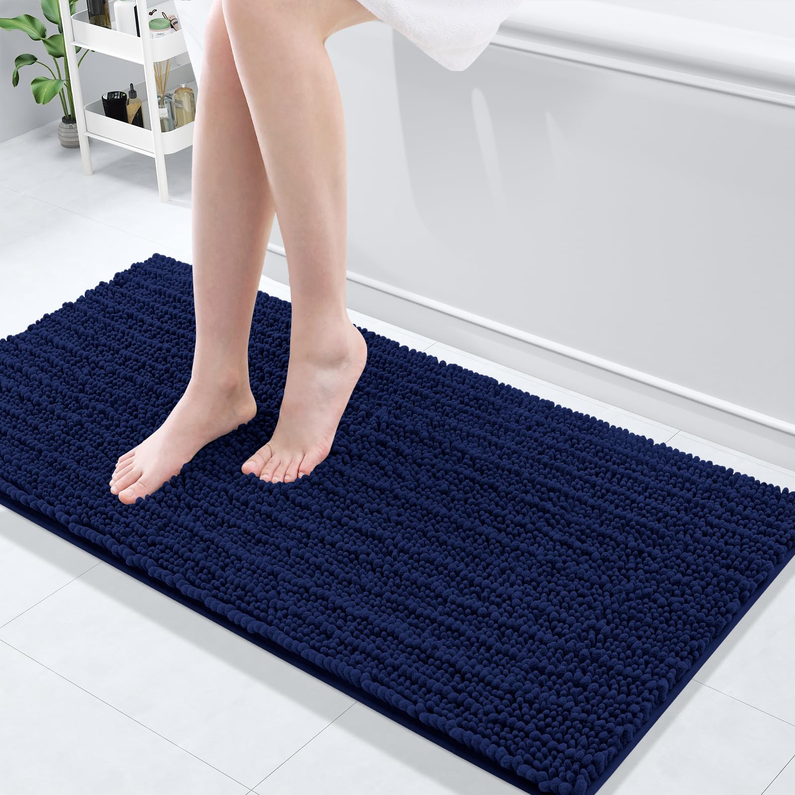 Arotive Luxury Bathroom Rugs 47x17, Extra Soft Thick Absorbent Shaggy Chenille Bath Rugs, Non-Slip Machine Wash Dry, Bath Mats for Bathroom Floor, Tub