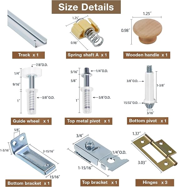 Bifold Door Hardware Kit, 30-Inch Bi-fold Closet Door Track Kit Bifold Closet Door Hardware Kit Folding Door Hardware Repair Replacement Tool Kit