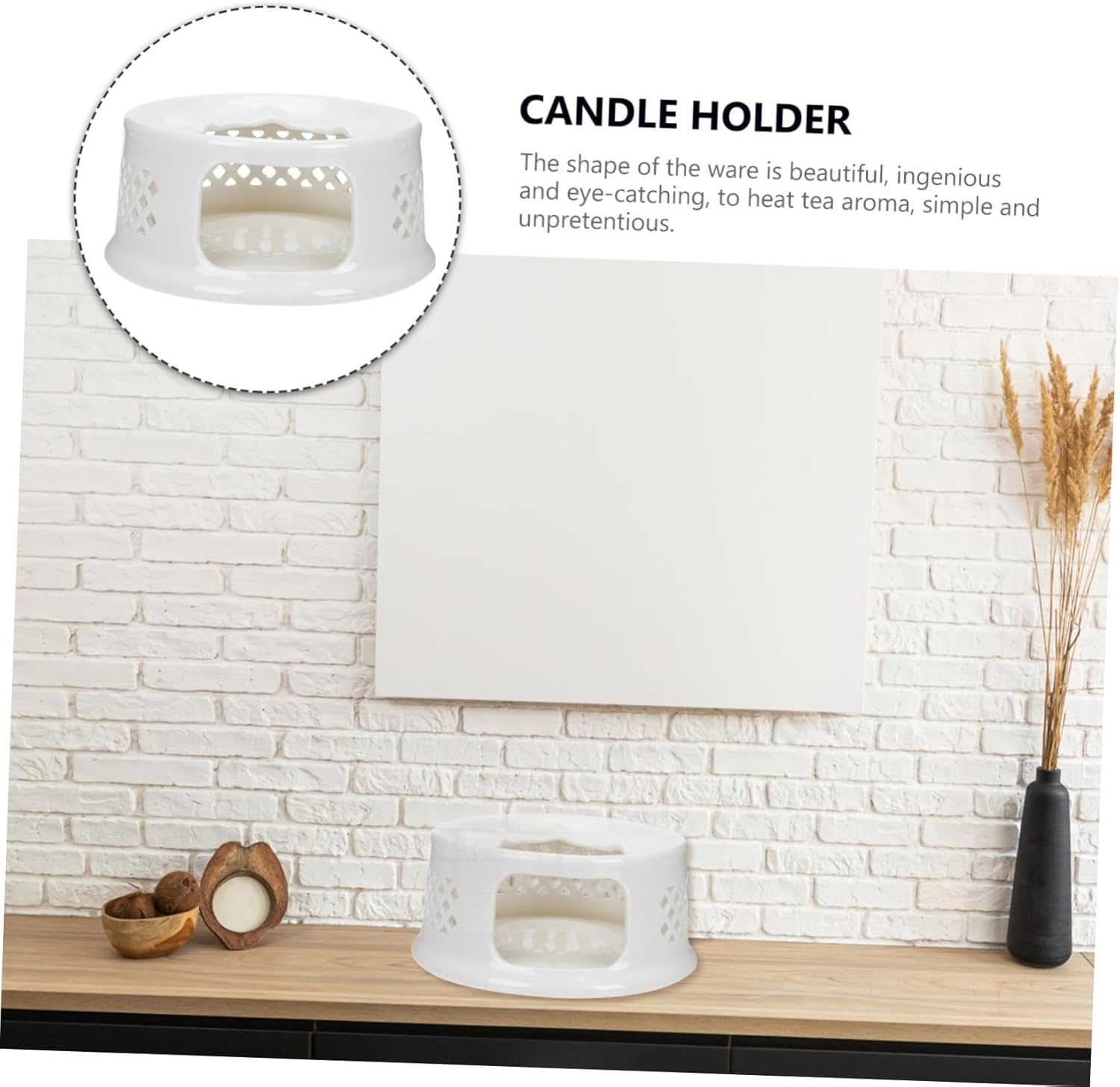Ceramic Teapot Warmer with Hollow-Out Pattern Candle Holder for Heat Dissipation Safe and Practical Tea Heater Base for Home Office Use Gift for Tea Lovers
