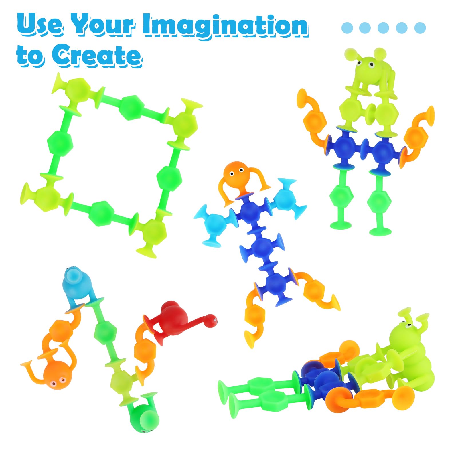 27Pcs Giochi Bagnetto Neonato, Giocattoli Ventosa Bambini Giocattoli Sensoriali Ventose in Silicone Suction Cup Toys, Sucker Toy per Bambini con Organizzatore, Giocattolo Sensoriale Montessor