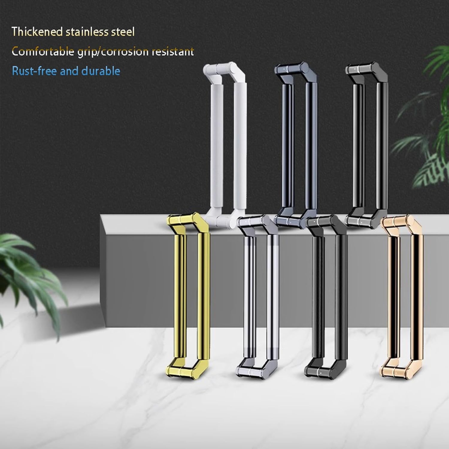 Matte Black Stainless Steel Pull Handles for Front Doors - 540mm, Durable Fastening Material for Office and Entrance Areas, Ideal for Home and Commercial Use - 1 Pair