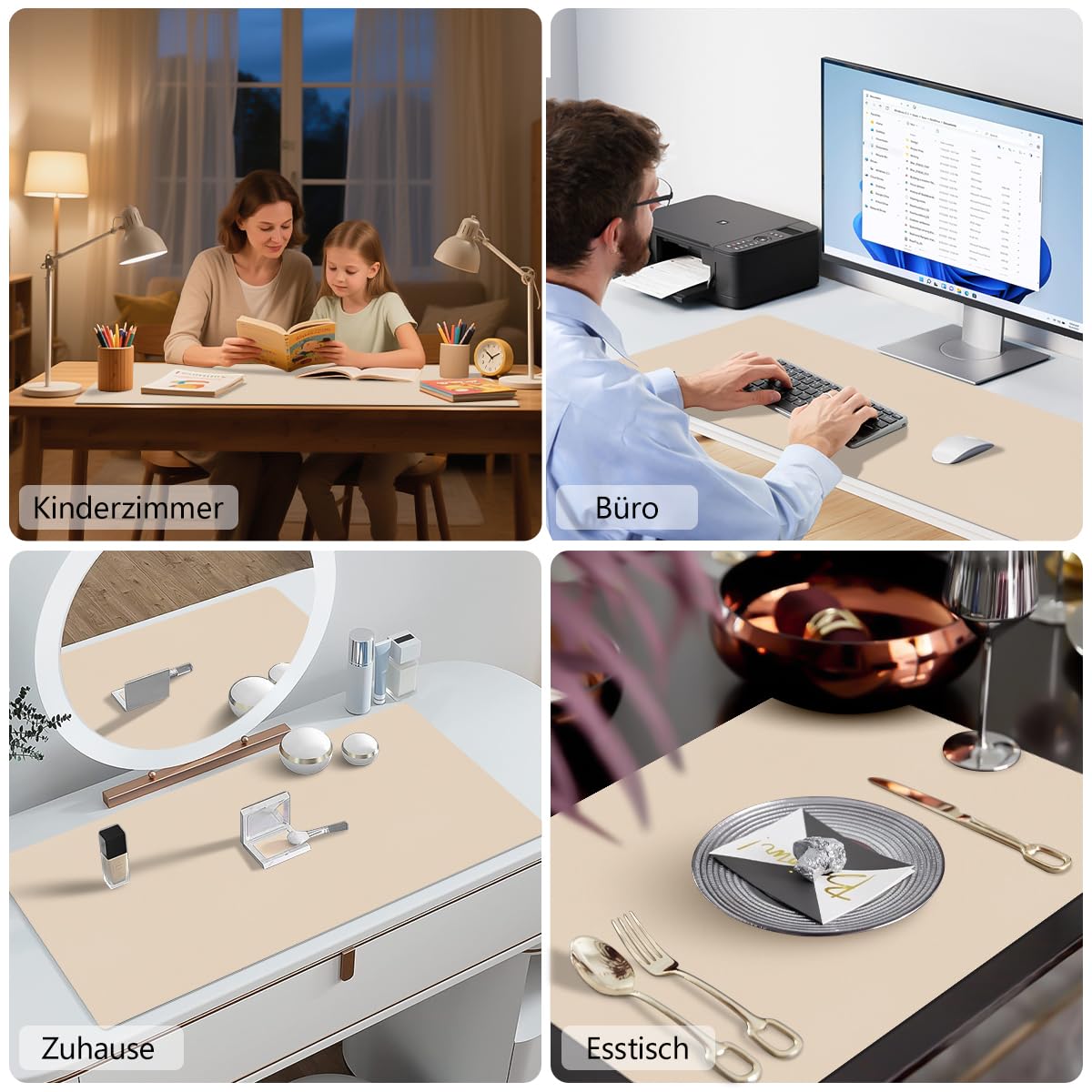 Zindoo Vade de escritorio beige 120 x 60 cm