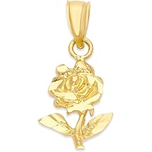 Rose Pendant Solid 10k Gold Flower Jewelry