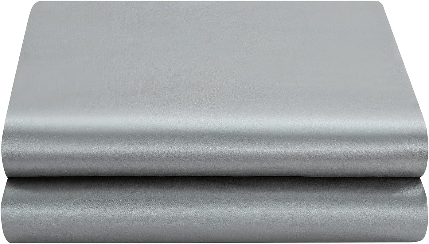 satin flat sheet only, king flat sheet, 1 - piece silver gray top sheet, extra soft silk flat bed sheets sold separately king - silver gray silver grey king - satin flat sheet only