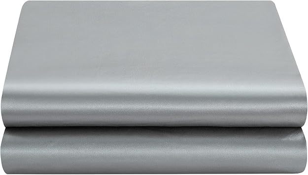 Satin Flat Sheet Only, Twin Flat Sheet, 1 - Piece Silver Gray Top Sheet, Extra Soft Silk Flat Bed Sheets Sold Separately Twin - Silver Gray