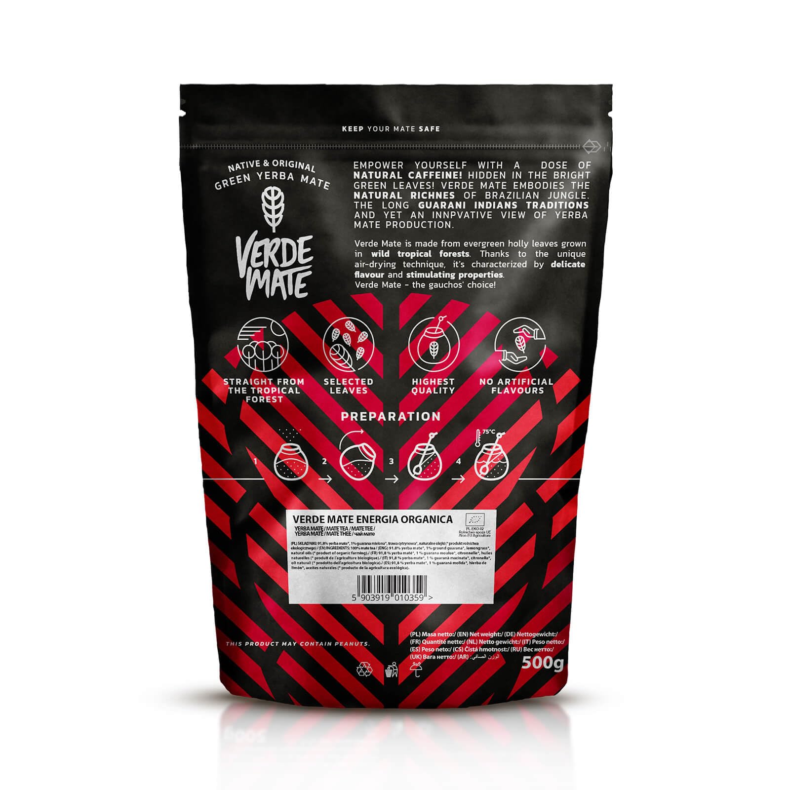 Verde Mate Green Orgánica Energia Guarana 500 g | Yerba Mate con Guaranà Biologico | Infuso Brasiliano Ricco di Gusto | Altissima Qualità Naturale