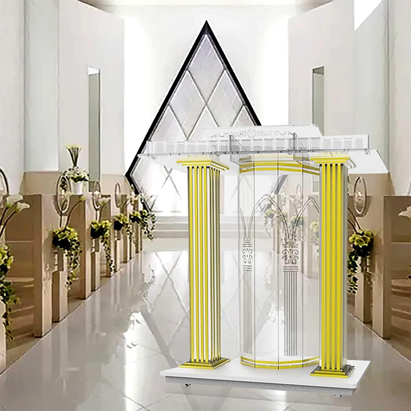 Church Pulpit, Lectern, Acrylic Pulpit Transparent Pulpit Pulpit with Removable Casters and Wide Reading Surface Acrylic Pulpit for Parochial School Meetings,A