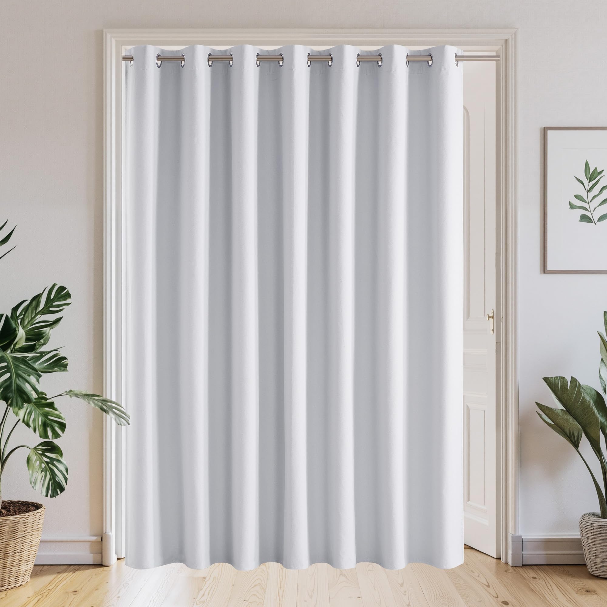 NICETOWN White Blackout Curtain 100 inches Wide 100% Light Blocking