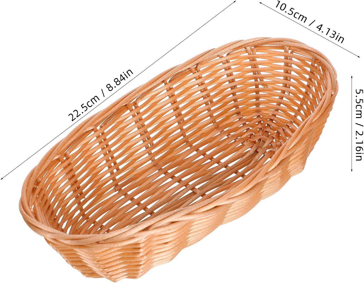 10pcs Small Bread Serving Baskets Imitation Rattan Woven Food Baskets for Kitchen Table and Snack Storage (23x10x6cm)