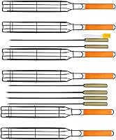 Vista 1 de Kabob - Juego de 6 cestas antiadherentes para parrilla y 6 brochetas de acero inoxidable, color naranja, 15.5 pulgadas, acero