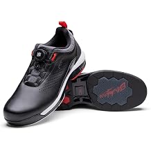 KR Strikeforce Maven Mens Right Hand Bowling Shoe, Black/Red, with Interchangeable Soles and Fast Twist Closure