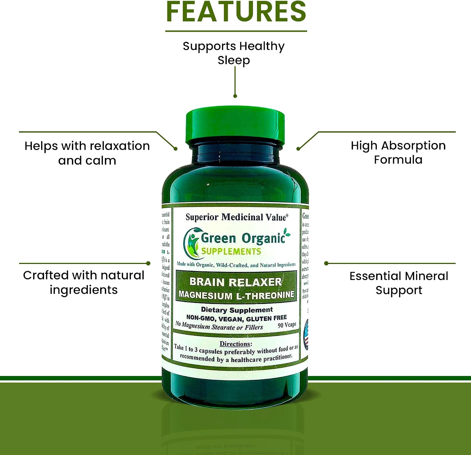 Green Organic Supplements Magnesium L-Threonine 90 VCaps