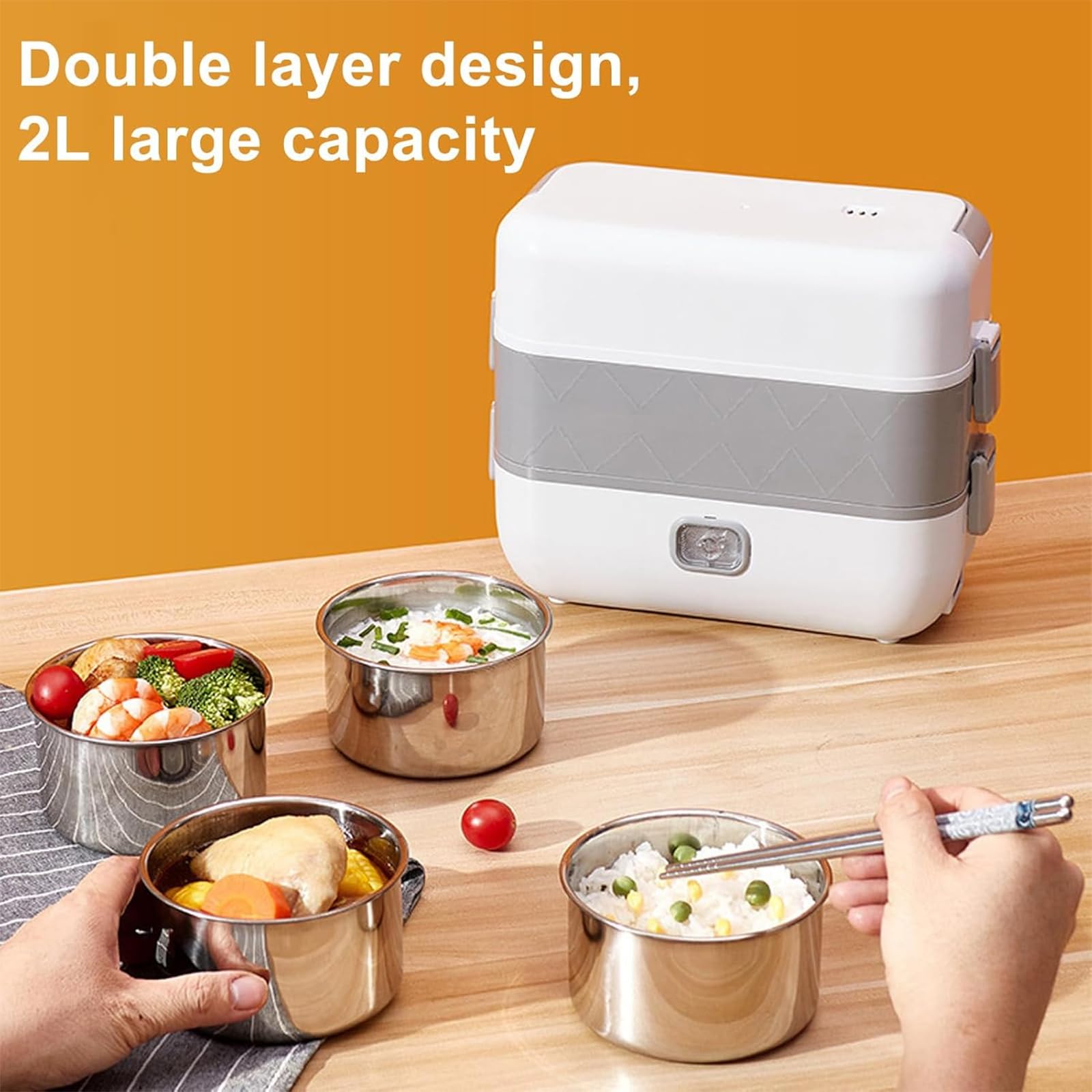 Szybko podgrzewany elektryczny lunchbox, przenośny samogotowujący elektryczny lunchbox z 4 pojemnikami ze stali nierdzewnej, 20 minut szybkiego podgrzewania i funkcją automatyczneg