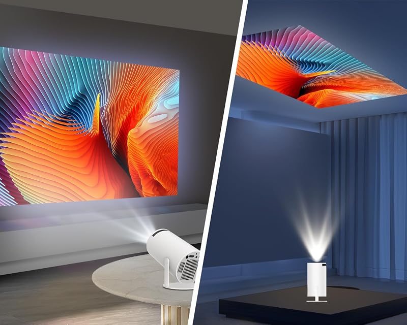 Magcubic Mini Projektor Android 11 - 4K Támogatás, 5G WiFi 6, Full HD 1080P, 200" Kivetítés, 180° Forgatható, Automatikus Trapézkorrekció, H