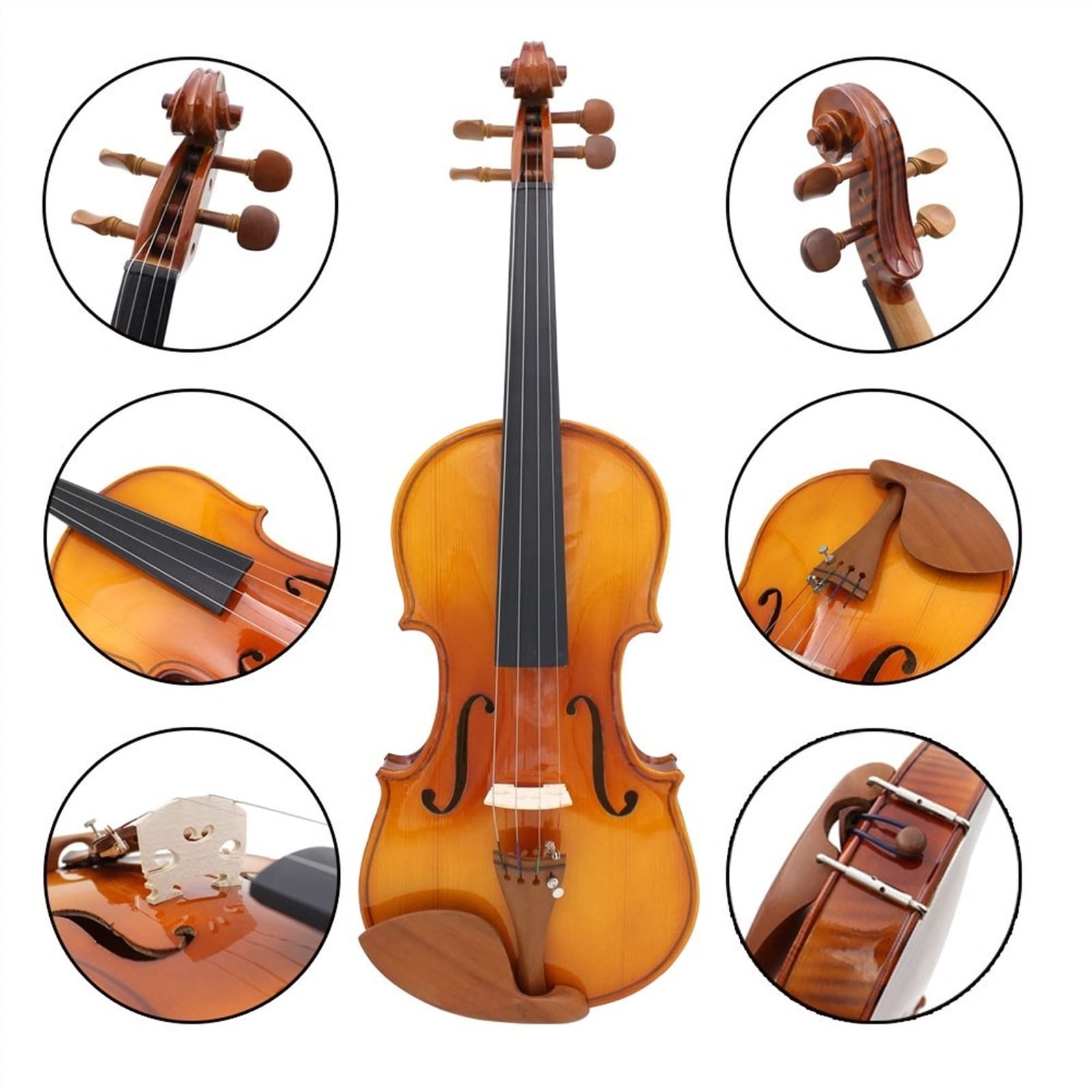 Massivholz-Student-Violine Massivholz-Akustik-Violine Flamed Maple Back Free Brasilholz-Bogen Und Koffer Erwachsene Violine (Color : 1/2)