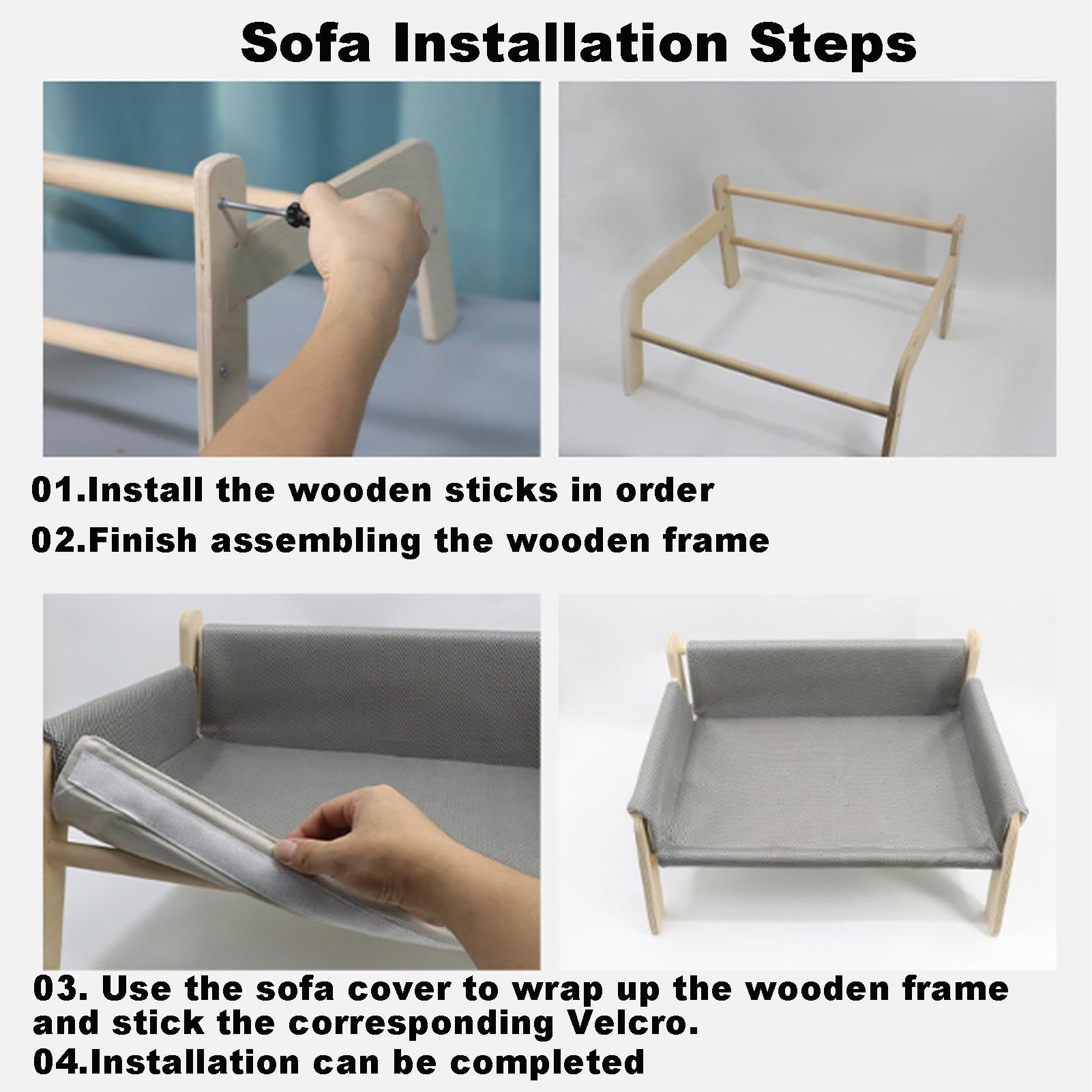 Sofá para Perros, Camas para Gatos y Perros medianos y pequeños | sofás para gatos, de madera natural, hipoalergénica, cómoda de sofá extraíble, sofás y sillas para perros, camas para p
