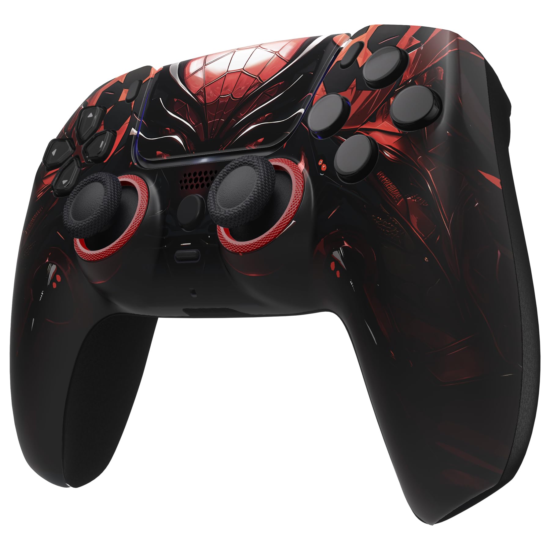 eXtremeRate Luna Cover Ricambio per ps5 Controller,Custodia Copertura Frontale Scocca Shell Ridisegnato&Touchpad&Anelli Compatibile con ps5 Joystick BDM 010/020/030/040/050-Armatura di Ragno