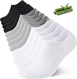 Niorasen Calcetines Invisibles Hombre y Mujer de Bambú 6 Pares, Pinkies Unisex Transpirables con Silicona Antideslizante, Calcetines Bajos para Zapatillas y Mocasines, Talla 35-50