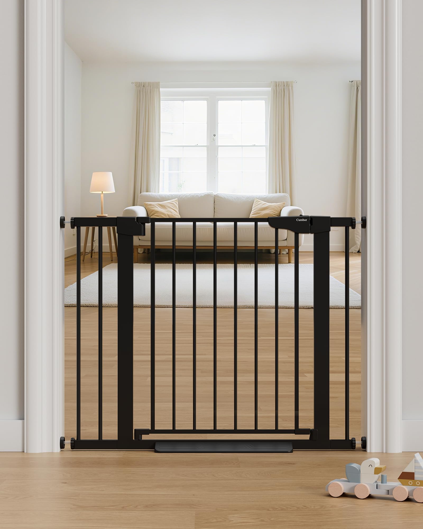 29.7-40.6" Baby Gate for Stairs, Mom's Choice Awards Winner-Dog Gate for Doorways, Pressure Mounted Auto-Close Pet Gates for Dogs Indoor, Safety Child Gate with Easy Walk Thru Door, Black