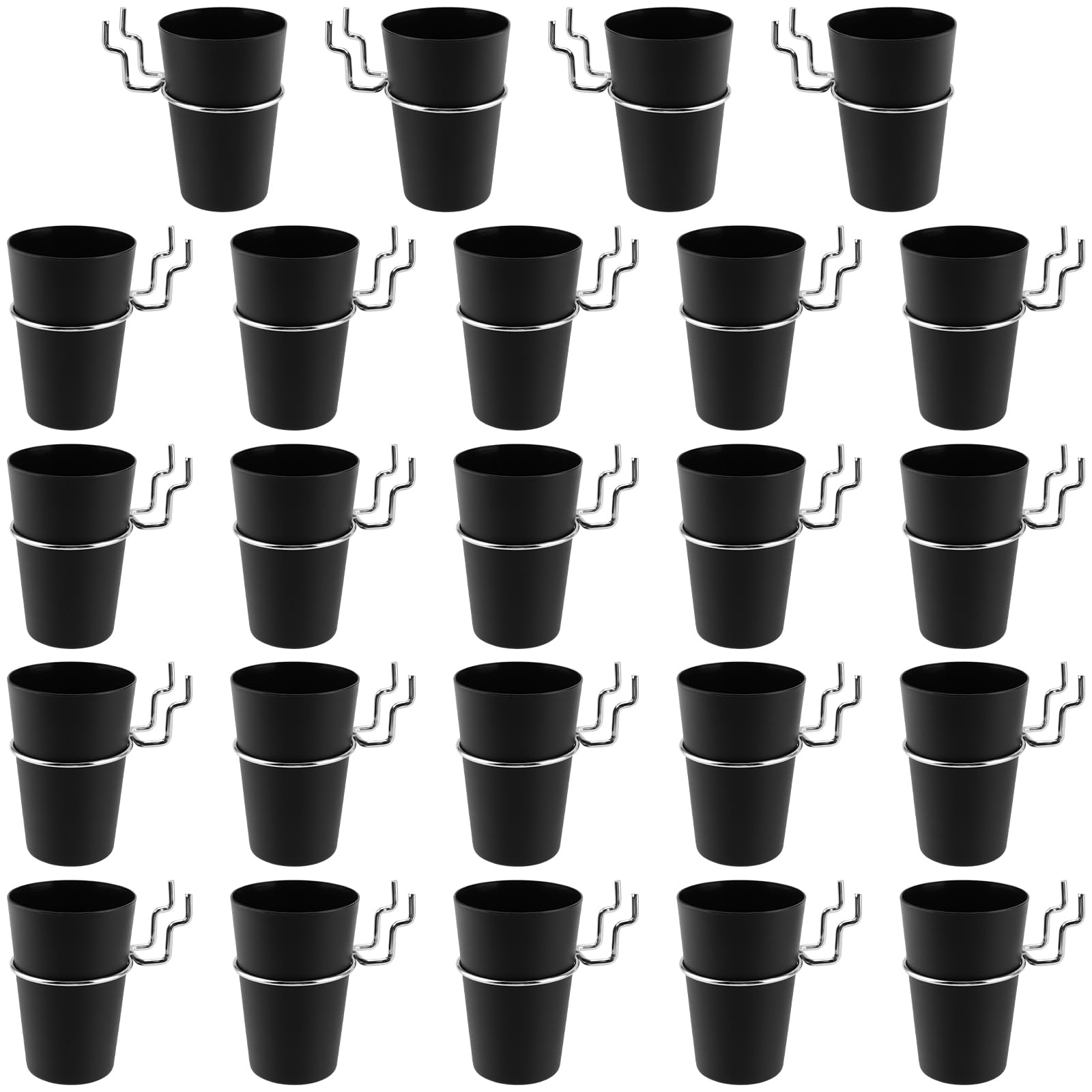 Gobelets pour panneau perforé noir pour organiser un atelier créatif ou un bureau moderne
