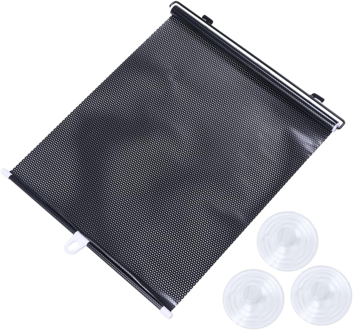 2Set Retractable Car Window Roller Sun Shade Protectors Black Vehicle Curtains for Heat Reduction UV Protection and Privacy Screen