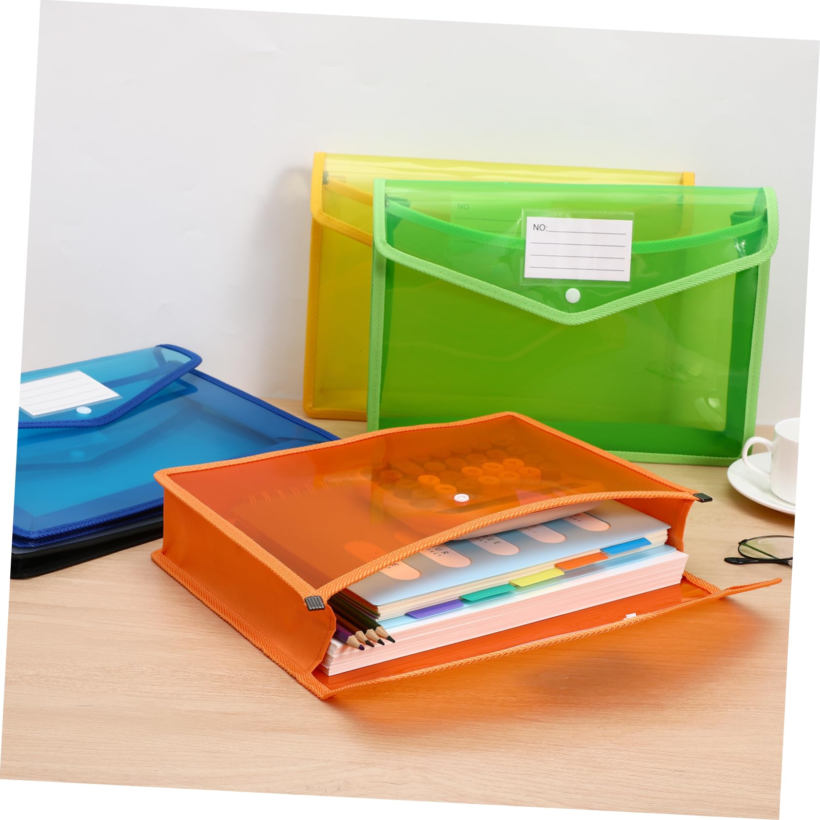 Buste Portadocumenti in Pp Trasparente A4 con Bottone, 7 Pezzi | Chiusura a Scatto Sicura, Uso per Scuola e Lavoro, Soluzione Durevole per Archiviazione e Organizzazione