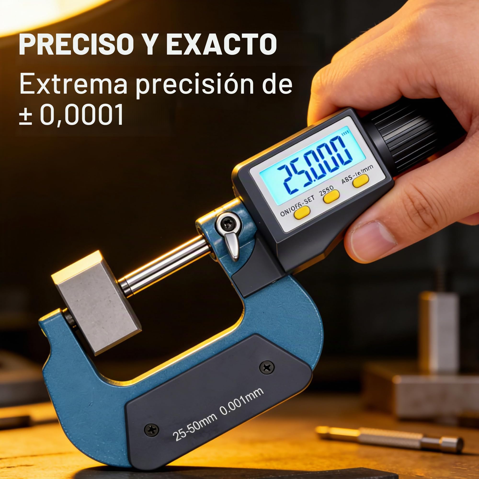 MicróMetro Digital Electrónico LCD, 25‑50mm MicróMetro Exterior Calibre Paquimetro Digital De Alta Precisión Con MéTrica/Pulgada, Herramientas MedicióN De Espesor E Longitud, 0,001mm (0,00005 ")